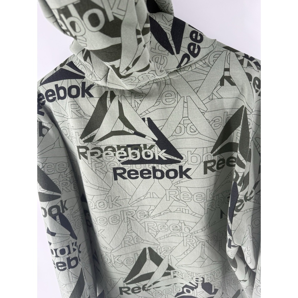 Men's Reebok Green & Black Allover Logo Unwind Hoodie Size L SEE PICS - Picture 13 of 16